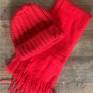 Anthropologie Red Hat and Scarf